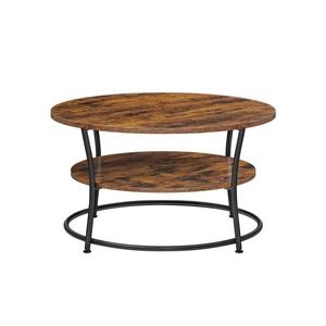 Kulatý konferenční stolek 80 cm, rustikální hnědá obraz