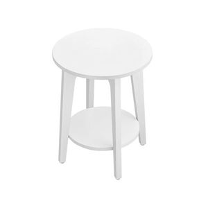 Bílý kulatý odkládací stolek s policí, 40x50 cm obraz