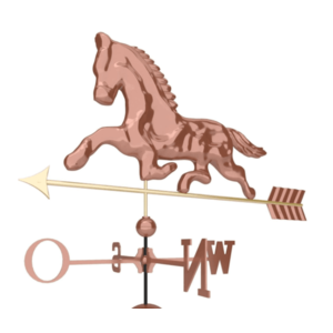Dekorativní měděná korouhvička kůň, 118 cm obraz