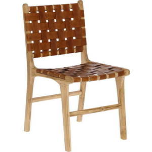 Kožené jídelní židle v koňakově hnědo-přírodní barvě v sadě 2 ks Calixta – Kave Home obraz