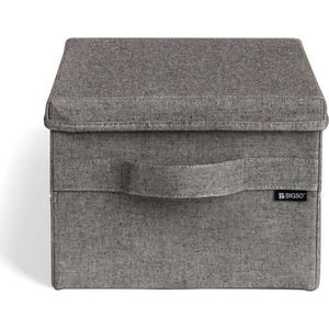 Šedý látkový úložný box s víkem 27x36x19 cm Soft Storage Small – Bigso obraz