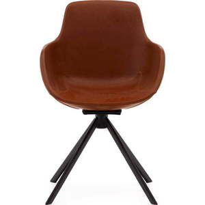 Koňakově hnědá čalouněná jídelní křesla v sadě 2 ks s područkami Tissiana – Kave Home obraz