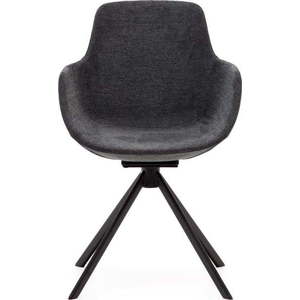 Tmavě šedá čalouněná jídelní křesla v sadě 2 ks s područkami Tissiana – Kave Home obraz