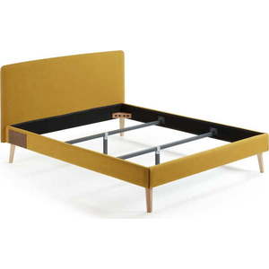 Žlutá dvoulůžková postel Kave Home Lydia, 160 x 200 cm obraz