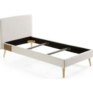 Světle šedá polstrovaná postel Kave Home Lydia, 90 x 190 cm obraz