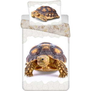 Bílo-hnědé bavlněné dětské povlečení na jednolůžko 140x200 cm Tortoise – Jerry Fabrics obraz