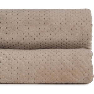 Béžový sametový prošívaný přehoz 240x260 cm – Ixia obraz