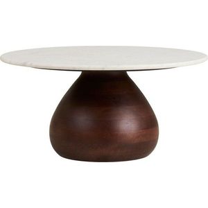 Bílý/v tmavě přírodní barvě kulatý konferenční stolek s mramorovou deskou ø 70 cm Heide – House Nordic obraz