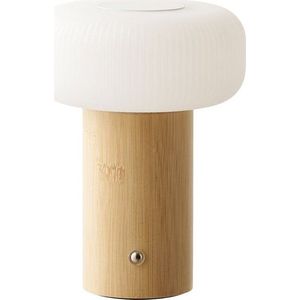 Bílá/v přírodní barvě bambusová stolní lampa s plastovým stínidlem (výška 18 cm) Stafford – House Nordic obraz