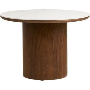 Kulatý konferenční stolek s keramickou deskou v tmavě přírodní barvě ø 60 cm Noli – House Nordic obraz