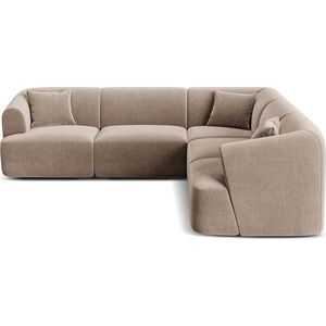 Světle hnědá sametová rohová pohovka Campi – Cosmopolitan Design obraz