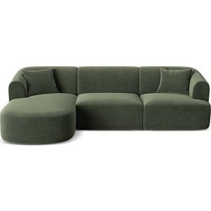 Zelená sametová rohová pohovka (levý roh/s lenoškou) Campi – Cosmopolitan Design obraz