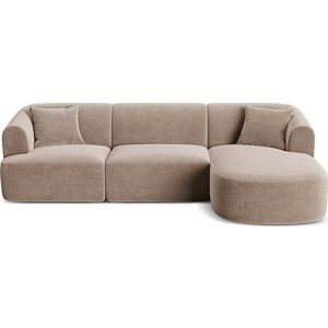 Světle hnědá sametová rohová pohovka (pravý roh/s lenoškou) Campi – Cosmopolitan Design obraz