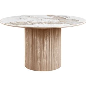 Kulatý jídelní stůl s deskou v dekoru mramoru ø 140 cm Athens – House Nordic obraz