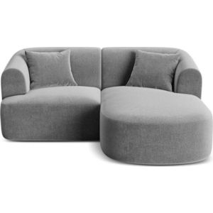 Světle šedá sametová rohová pohovka (pravý roh/s lenoškou) Campi – Cosmopolitan Design obraz