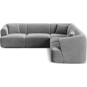 Světle šedá sametová rohová pohovka Campi – Cosmopolitan Design obraz