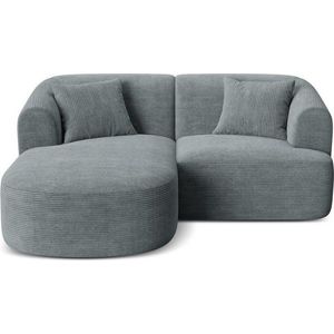 Tmavě šedá manšestrová rohová pohovka (levý roh/s lenoškou) Campi – Cosmopolitan Design obraz