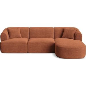 Manšestrová rohová pohovka v terakotové barvě (pravý roh/s lenoškou) Campi – Cosmopolitan Design obraz