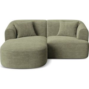 Zelená manšestrová rohová pohovka (levý roh/s lenoškou) Campi – Cosmopolitan Design obraz