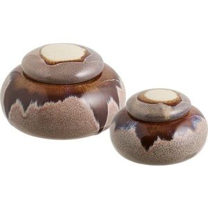 Hnědé dekorativní keramické úložné boxy v sadě 2 ks ø 15x8, 5 cm – House Nordic obraz