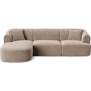 Světle hnědá sametová rohová pohovka (levý roh/s lenoškou) Campi – Cosmopolitan Design obraz