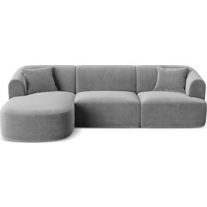 Světle šedá sametová rohová pohovka (levý roh/s lenoškou) Campi – Cosmopolitan Design obraz