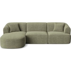 Zelená manšestrová rohová pohovka (levý roh/s lenoškou) Campi – Cosmopolitan Design obraz