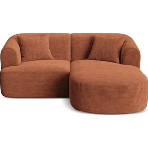 Manšestrová rohová pohovka v terakotové barvě (pravý roh/s lenoškou) Campi – Cosmopolitan Design obraz