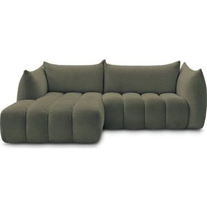 Zelená rohová pohovka z textilie bouclé (levý roh/s lenoškou) Azra – Bobochic Paris obraz