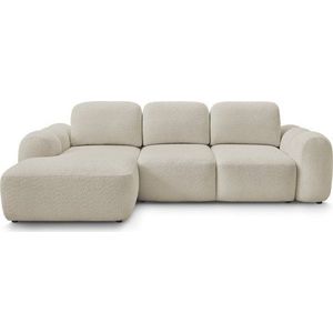 Béžová rozkládací/s úložným prostorem rohová pohovka z textilie bouclé (levý roh/s lenoškou) Montaigne – Bobochic Paris obraz