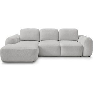 Světle šedá rozkládací/s úložným prostorem rohová pohovka z textilie bouclé (levý roh/s lenoškou) Montaigne – Bobochic Paris obraz