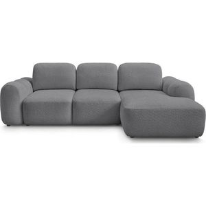 Šedá rozkládací/s úložným prostorem rohová pohovka z textilie bouclé (pravý roh/s lenoškou) Montaigne – Bobochic Paris obraz