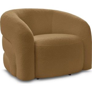 Otočné křeslo z textilie bouclé v hořčicové barvě Elina – Bobochic Paris obraz