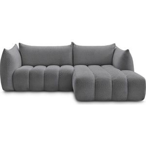 Šedá rohová pohovka z textilie bouclé (pravý roh/s lenoškou) Azra – Bobochic Paris obraz