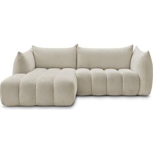 Béžová rohová pohovka z textilie bouclé (levý roh/s lenoškou) Azra – Bobochic Paris obraz