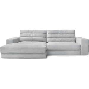 Světle šedá sametová rohová pohovka (levý roh/s lenoškou) Sierra – Bobochic Paris obraz
