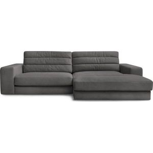 Antracitová sametová rohová pohovka (pravý roh/s lenoškou) Sierra – Bobochic Paris obraz