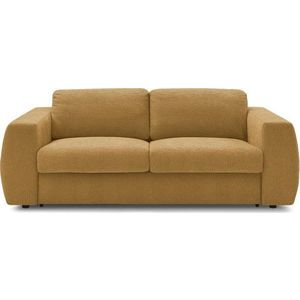 Žinylková pohovka na každodenní spaní/rozkládací v hořčicové barvě 220 cm Hugo – Bobochic Paris obraz