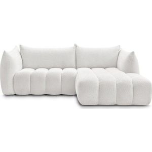 Bílá rohová pohovka z textilie bouclé (pravý roh/s lenoškou) Azra – Bobochic Paris obraz