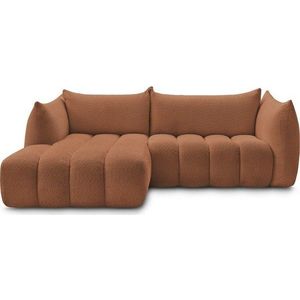 Oranžová rohová pohovka z textilie bouclé (levý roh/s lenoškou) Azra – Bobochic Paris obraz