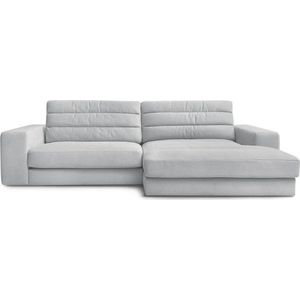 Světle šedá sametová rohová pohovka (pravý roh/s lenoškou) Sierra – Bobochic Paris obraz