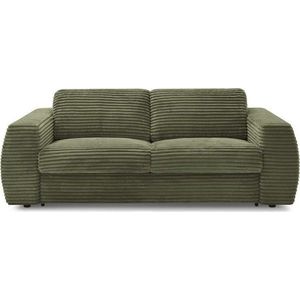 Zelená manšestrová pohovka na každodenní spaní/rozkládací 240 cm Hugo – Bobochic Paris obraz