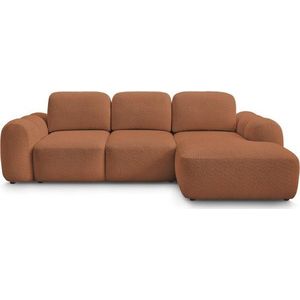 Oranžová rozkládací/s úložným prostorem rohová pohovka z textilie bouclé (pravý roh/s lenoškou) Montaigne – Bobochic Paris obraz