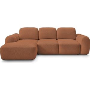 Oranžová rozkládací/s úložným prostorem rohová pohovka z textilie bouclé (levý roh/s lenoškou) Montaigne – Bobochic Paris obraz