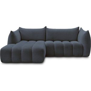Tmavě modrá rohová pohovka z textilie bouclé (levý roh/s lenoškou) Azra – Bobochic Paris obraz