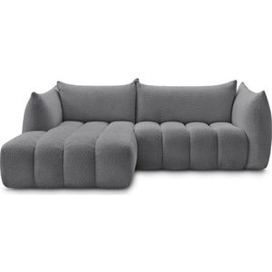 Šedá rohová pohovka z textilie bouclé (levý roh/s lenoškou) Azra – Bobochic Paris obraz