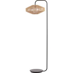 Stojací lampa s textilním stínidlem v matně černo-přírodní barvě (výška 164 cm) Lyra – Light & Living obraz