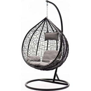 Tmavě šedé závěsné křeslo z umělého ratanu Bonami Selection Noela obraz