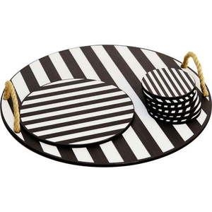 Černo-bílé dřevěné podtácky v sadě 8 ks – Hermia obraz