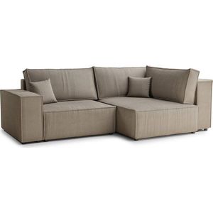 Béžová manšestrová rozkládací/s úložným prostorem rohová pohovka (pravý roh/do L) Tonga – Maison de Rêve obraz